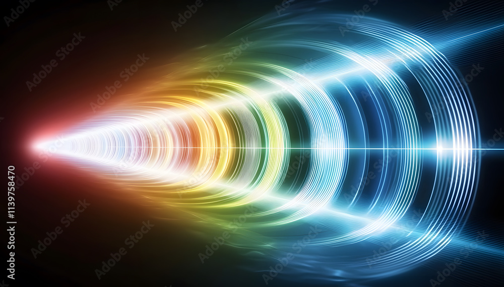Poster dynamic light waves movement digital realm visual art abstract environment futuristic viewpoint ener