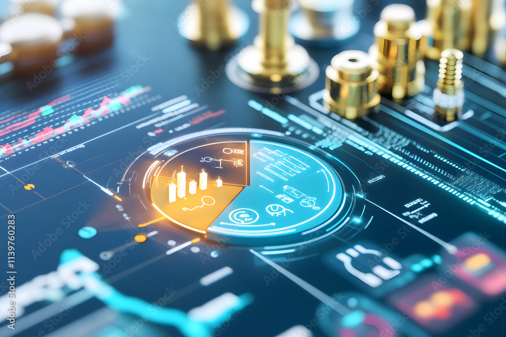 Poster data visualization insights business analysis digital dashboard modern office close-up interactive m
