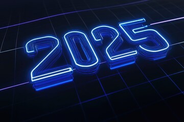 Futuristic Neon 2025 Design for Digital Graphics and Posters