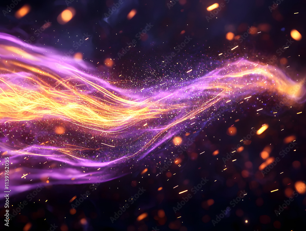 Poster dynamic energy flow abstract art digital creation vivid colors close-up motion concept for visual im