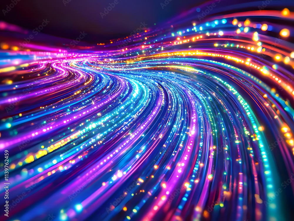 Poster dynamic light trails digital art abstract visualization colorful environment close-up view concept o