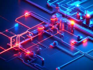 Dynamic circuitry innovations digital realm abstract design tech environment close-up view futuristic concept