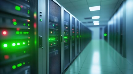 Fototapeta premium Powerful servers in data center, the backbone of modern technology and global connectivity