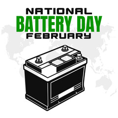 NATIONAL BATTERY DAY Vector Illustration for post background