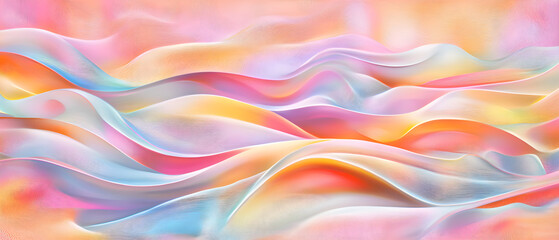 Fototapeta premium Colorful abstract waves creative studio digital art soft pastel environment artistic perspective flowing serenity