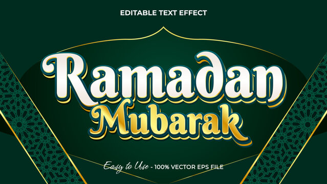 Ramadan Mubarak text effect, luxury festival graphic style light editable text