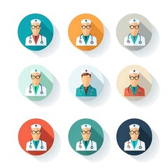Flat Doctor Icons Set