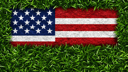 Patriotic Grass Frame Illustration