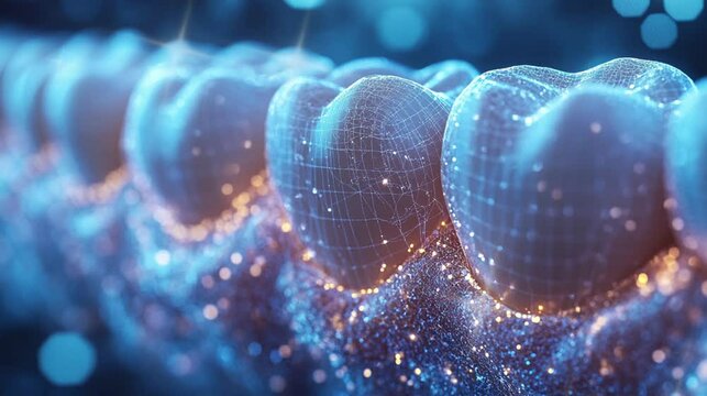 Close up of clean and healthy oral mouth in futuristics concept for World Oral Health Day video footage.