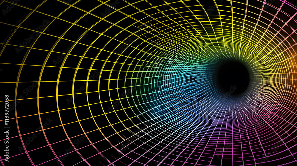 Poster dynamic colorful geometric patterns digital art abstract design virtual space close-up visual repres