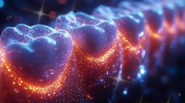 Close up of clean and healthy oral mouth in futuristics concept for World Oral Health Day video footage.