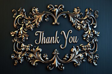 A 3D-rendered " Thank You " banner design, featuring dynamic, realistic elements for a modern touch.