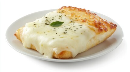 Delicious Cheesy Flatbread with Melted Cheese and Herbs on Plate