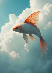 goldfish flying in the sky