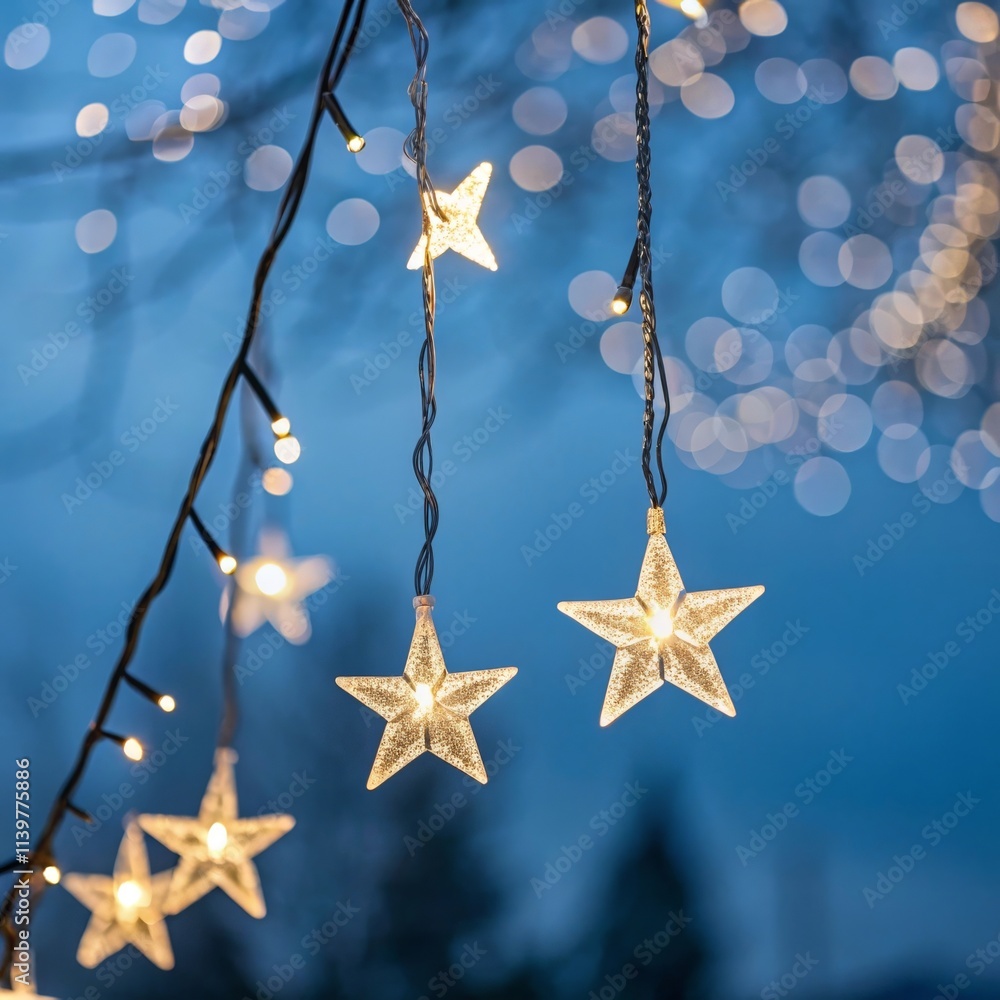 Wall mural a string of stars that are hanging from a tree.