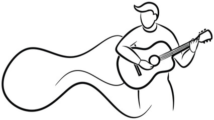 Silhouette of a Man Playing a Musical Instrument