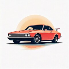 Obraz premium muscle car logo illustration in a simple and clean flat art style on isolated white