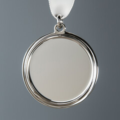Medals, silver medals on a plain background, generative AI illustration