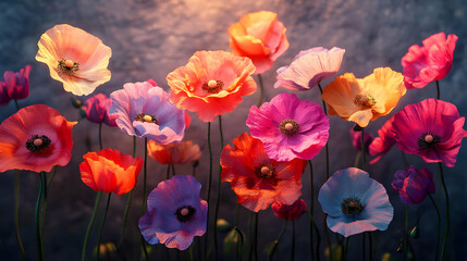 Vibrant Poppy Flower Field 3D Illustration