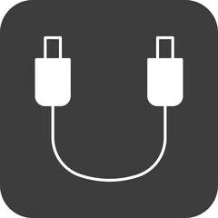 usb cable icon in black square