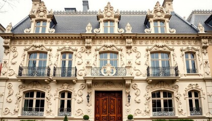 Fototapeta premium Rococo Facade Of The Palace Country - Rococo Style Facade Design
