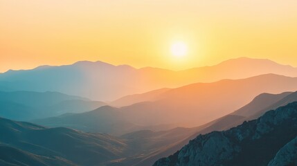 Fototapeta premium Majestic Mountainous Sunset Landscape with Breathtaking Vistas