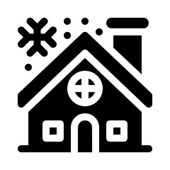 snowy cabin glyph icon