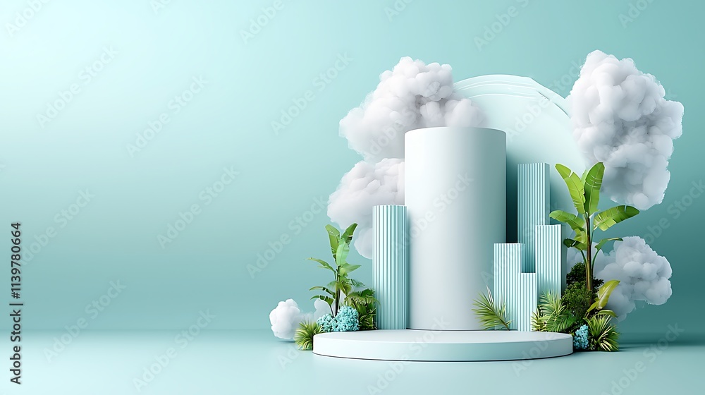 Poster showcase of modern architectural design minimalist 3d render from elevated perspective