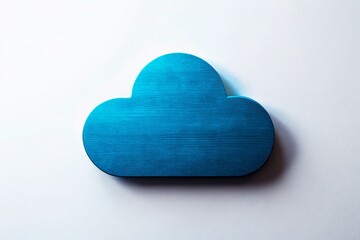 Simple cloud storage icon on a white background, featuring a dark silhouette that represents cloud technology, data management, and digital storage solutions.