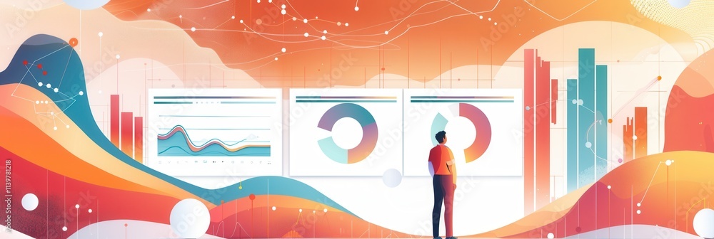 Poster an individual reviews detailed graphs and analytics displaying social media performance metrics in a