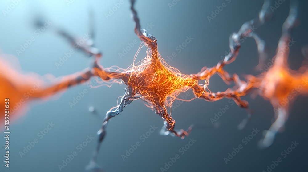 Poster close-up science neural activity visualization in an abstract digital art laboratory