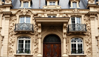 Fototapeta premium Rococo Facade Of The Palace Country - Rococo Style Facade Design