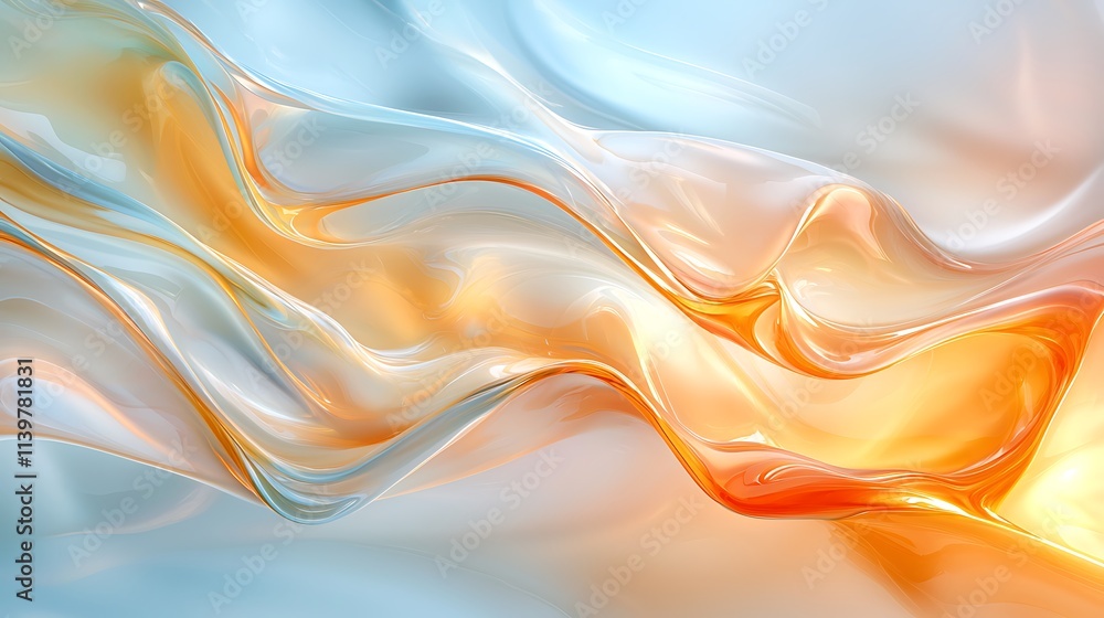 Poster flowing colorful waves abstract digital art soft light fluid design conceptual serenity