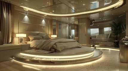 modern living room with luxury bed and beautiful furniture 