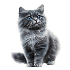 Obraz premium Cute grey cat isolated on transparent background. PNG. Generated AI