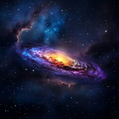 Fototapeta premium Bright stars and colorful nebulae on a vast galaxy background