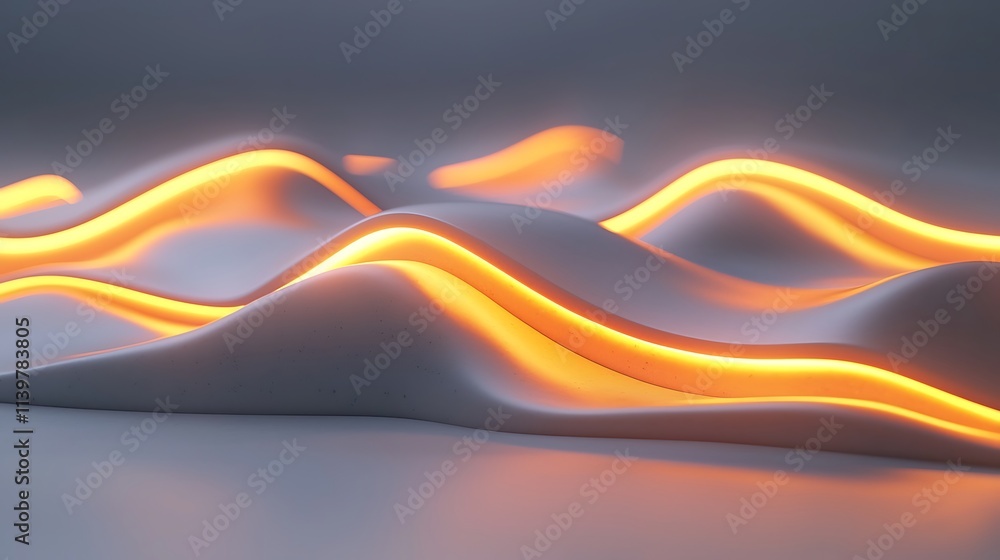 Poster dynamic waves of light in abstract digital art modern 3d render concept