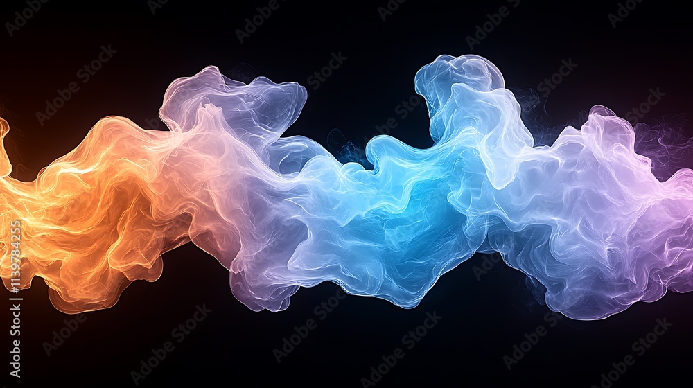 Poster dynamic colorful smoke patterns an abstract digital art perspective in creative environments