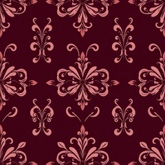 Fototapeta premium Crimson Damask Seamless Pattern 