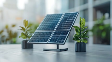Fototapeta premium Urban environment sustainability innovative solar power solutions for modern offices