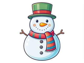 Snowman Color Line Icon on a white backdrop, perfect for seasonal decorations, winter holiday themes, Christmas celebrations, and festive design inspirations and crafts.