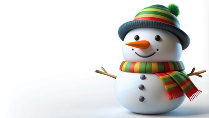 Snowman Icon - A flat vector design on a white backdrop, ideal for winter themes, festive cards, and seasonal decorations, evoking holiday cheer and warmth.