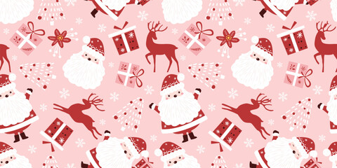 Joyful Winter and Christmas Seamless Pattern