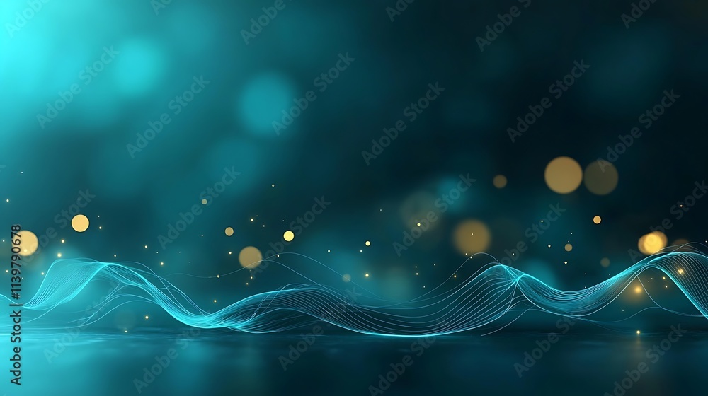 Aufkleber dynamic light waves with bokeh effects abstract background digital art ethereal atmosphere