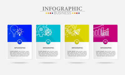 Infographic business label template with icons and 4 options or steps. Can be used for presentations, web sites, diagram