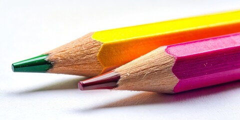 Fototapeta premium Sharpened vs. Unsharpened Pencil: Top View Stationery Photography