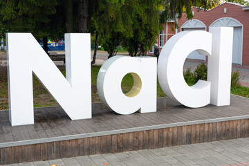 Table salt chemical formula (NaCl) icon in the park