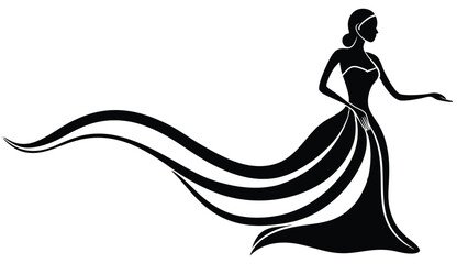  Silhouette of a Woman with Flowing Dress