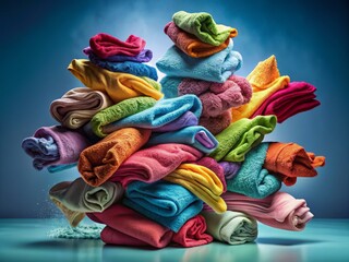 Studio Photography: Dynamic Pile of Soft Towels - Action Shot Image