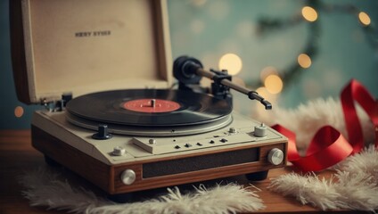 Christmas music on vinyl player